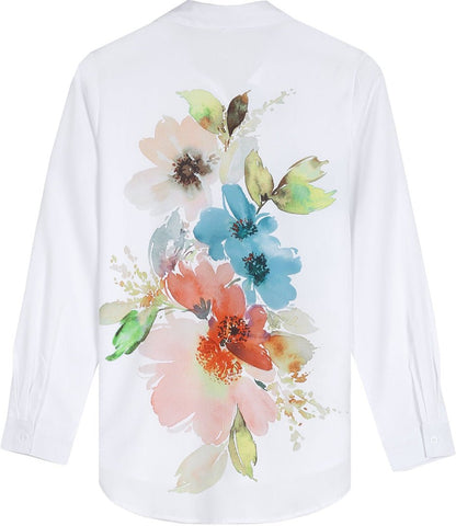 Tunika-Bluse mit Blumen-Aquarellmuster