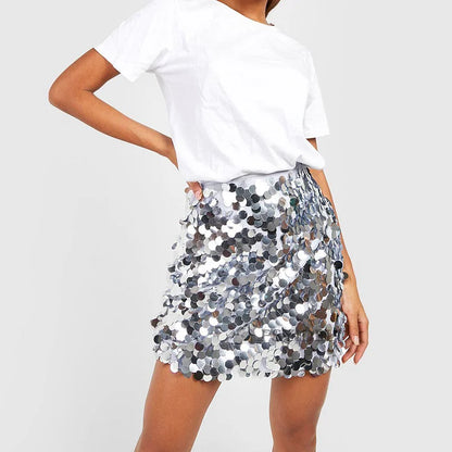 Glitzernder Rock mit hoher Taille