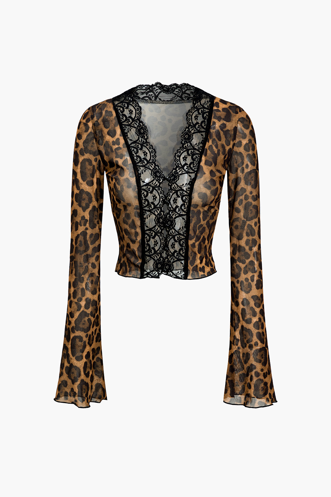 Lange Bluse aus Leopardenspitze