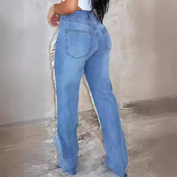 Perlenkette mit Denim