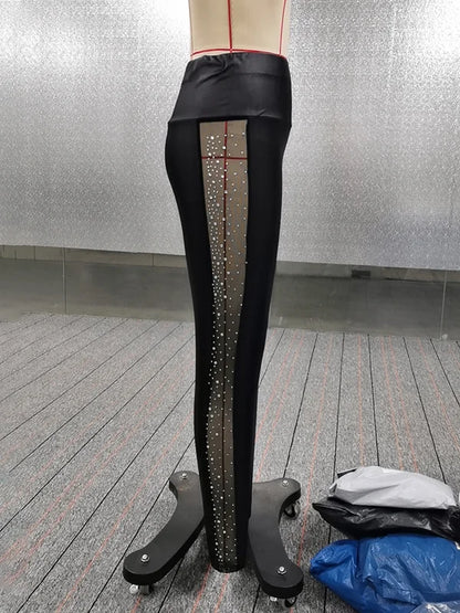 Strass-Leggings mit hoher Taille