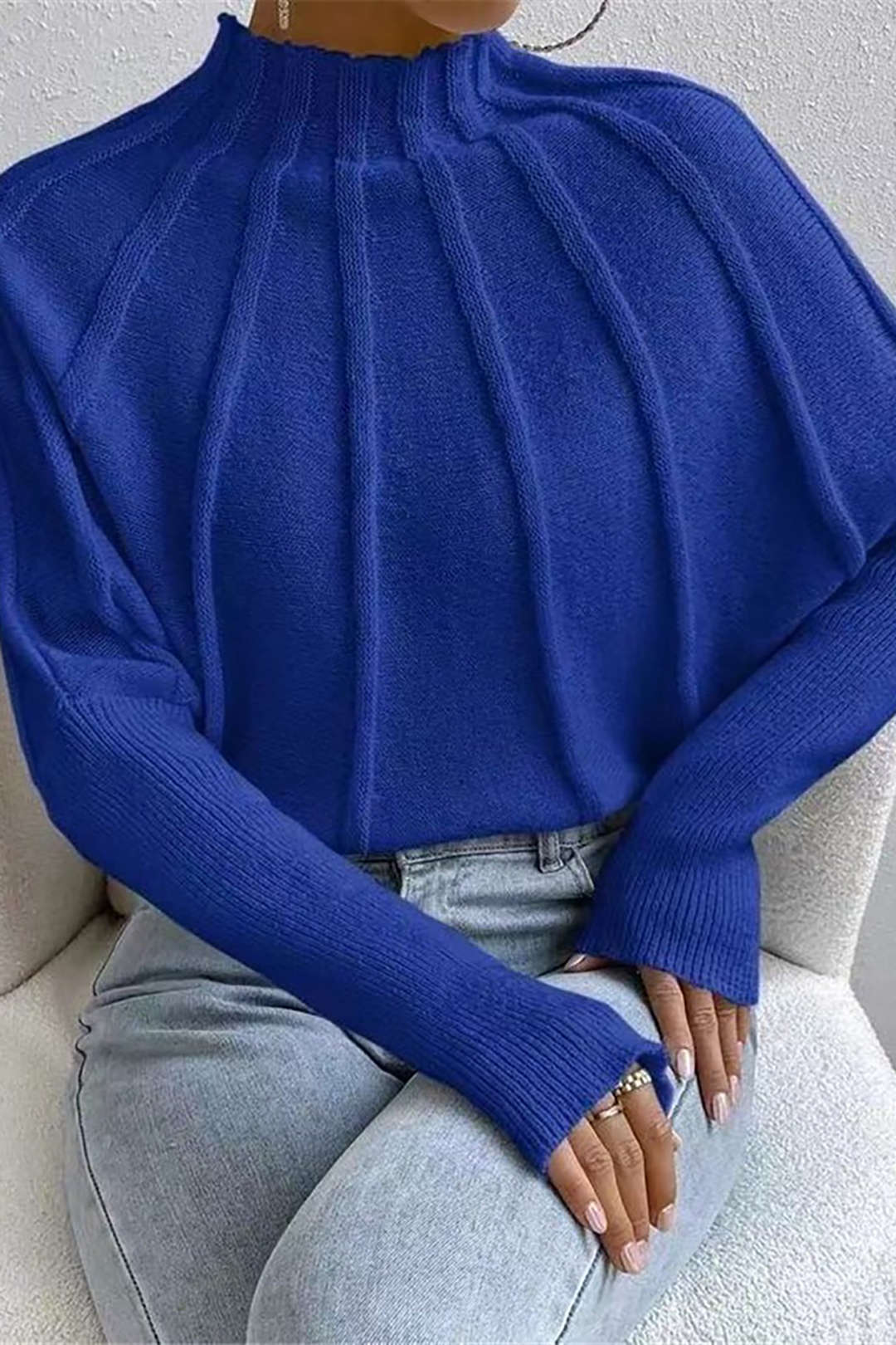 Strukturierter Pullover mit Rollkragen