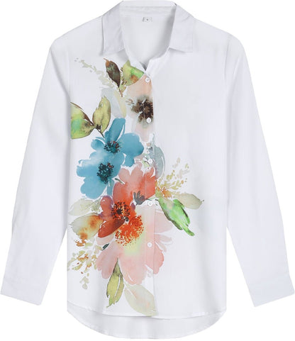 Tunika-Bluse mit Blumen-Aquarellmuster