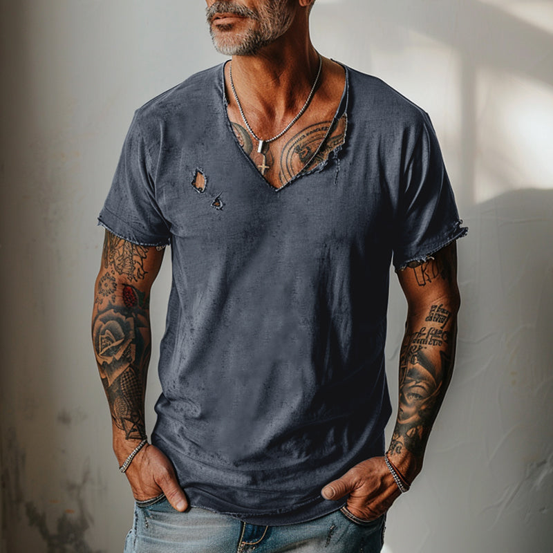 Ripped V-Neck Shirt für Männer