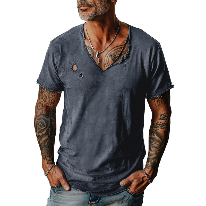 Ripped V-Neck Shirt für Männer