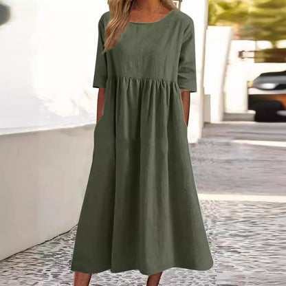 Halbe Ärmel Damen Midikleid