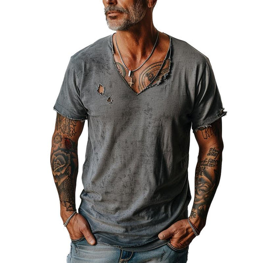 Ripped V-Neck Shirt für Männer